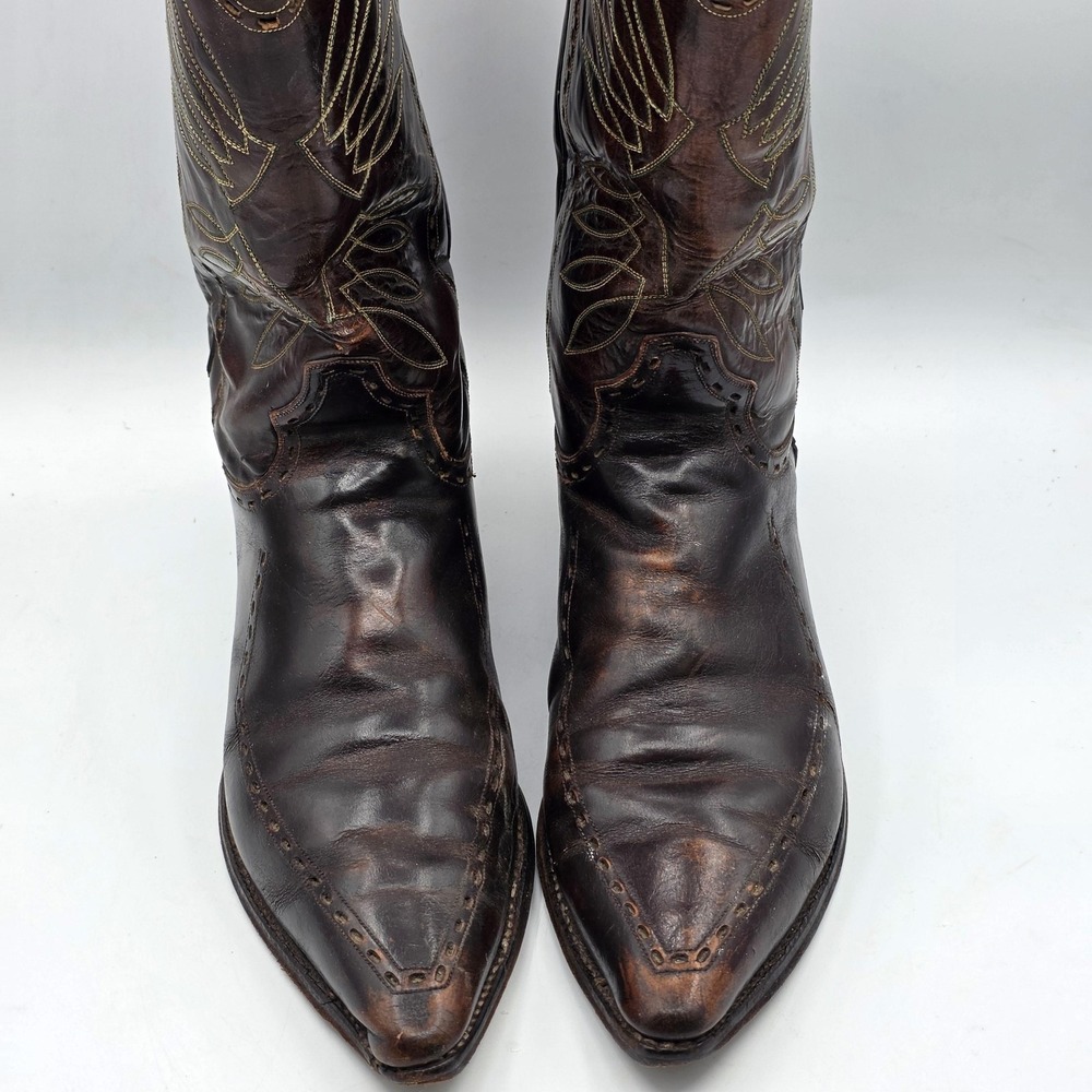 Dan Post Western Boots Men's Size 11 B Brown Leather Cowboy Made in Spain 5694